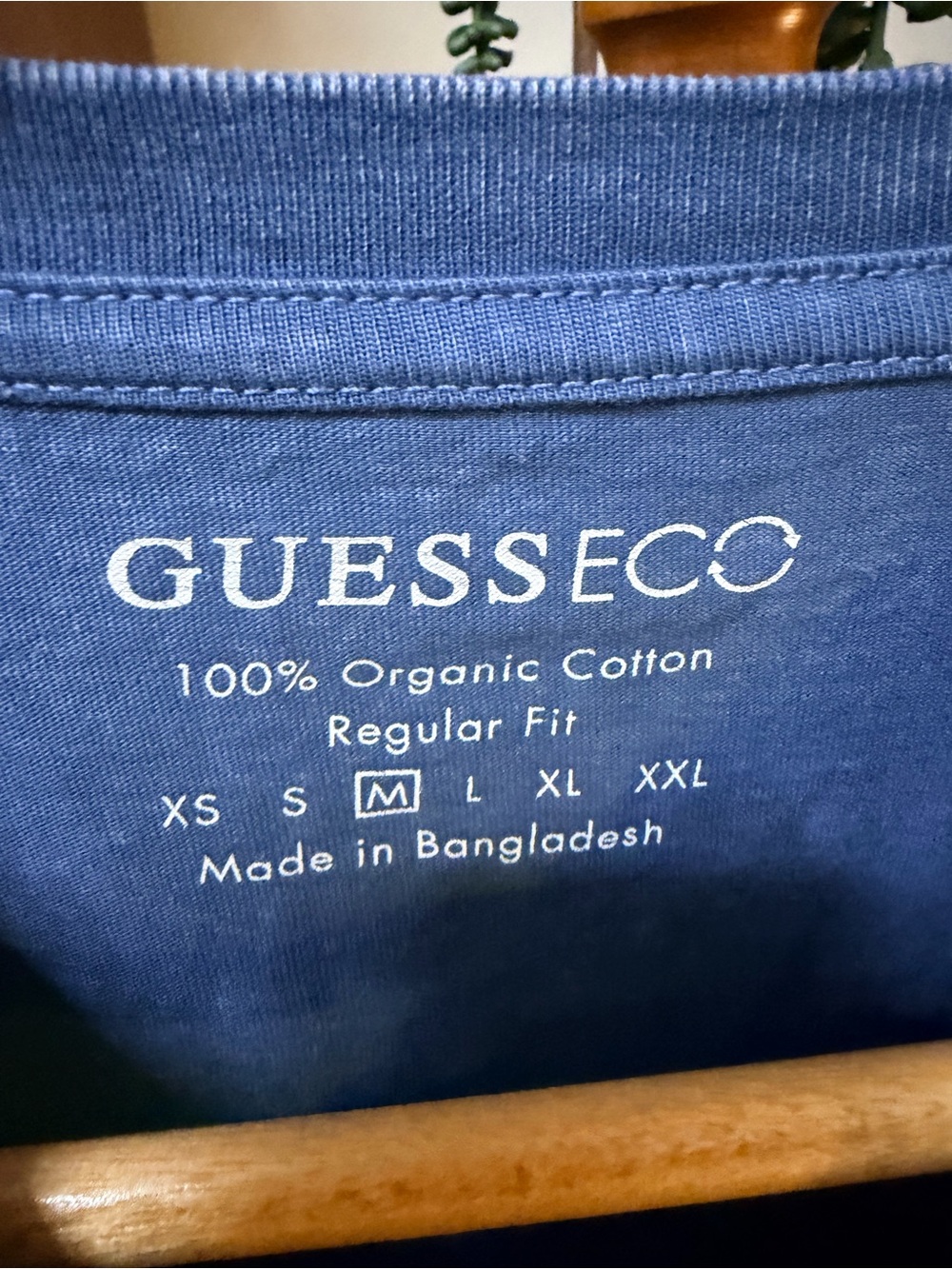 Guess Men's Washed Effect Blue Embroidered Logo Tee- M - Picture 6 of 7
